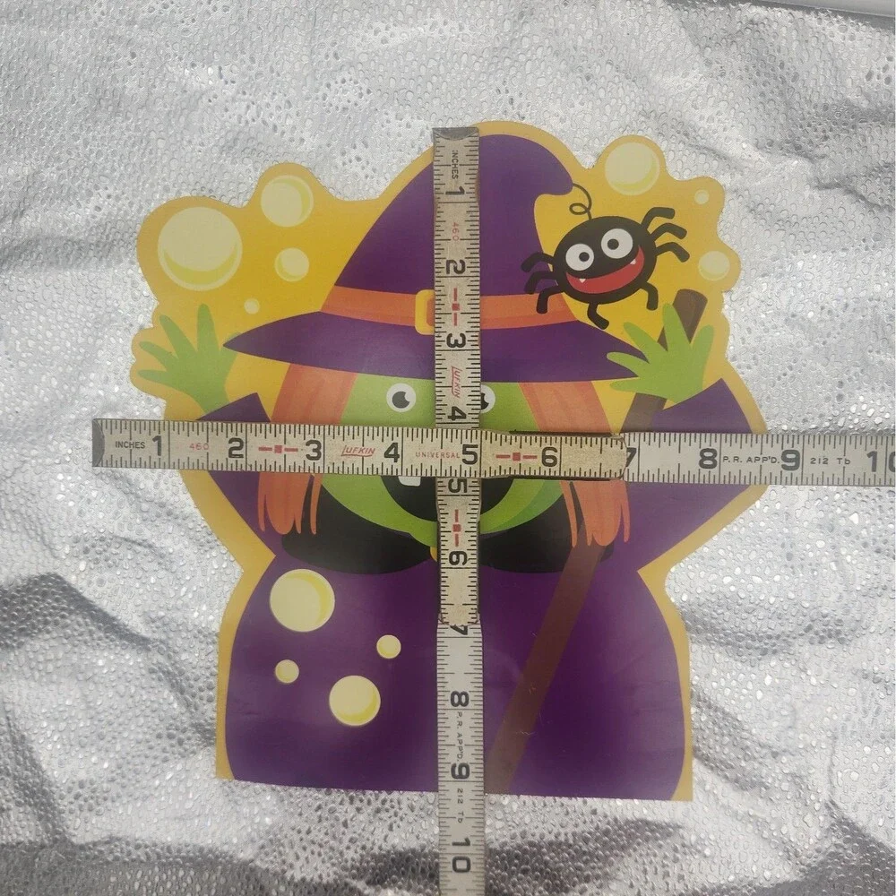 Die Cut Pumpkin Amscan & Witch Cartoon With Spider Halloween 80s VTG Decoration